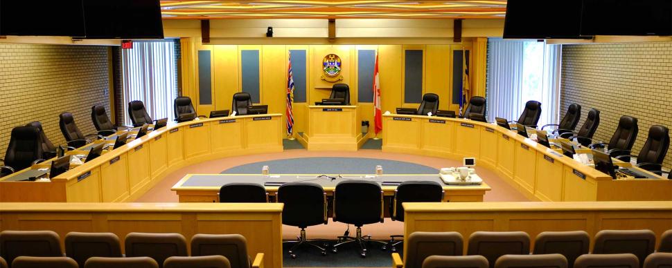 Facilitated meetings in the Prince George City Council chambers.